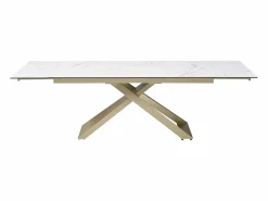 Maison Céphy Mesa extensible para 6-10 cubiertos en cerámica y vidrio templado - Efecto mármol - XERENA Blanco Clearance