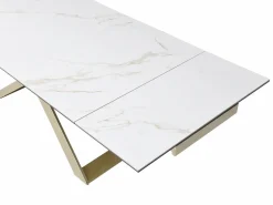 Maison Céphy Mesa extensible para 6-10 cubiertos en cerámica y vidrio templado - Efecto mármol - XERENA Blanco Clearance