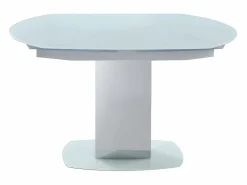 Vente-unique Mesa extensible TALICIA - Cristal templado y metal - Blanco