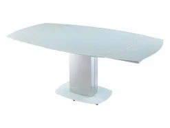Vente-unique Mesa extensible TALICIA - Cristal templado y metal - Blanco