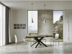 ITAMOBY Mesa extensible 180/284x90 cm Volantis nogal patas antracita Color natural oscuro Best