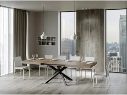 ITAMOBY Mesa extensible 180/284x90 cm Volantis nogal patas antracita Color natural oscuro Best