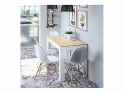 Loungitude Mesa De Comedor|Mesa Fija Cocina Cloe Auxiliar Roble/Blanco 78x109x67 cm