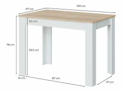 Loungitude Mesa De Comedor|Mesa Fija Cocina Cloe Auxiliar Roble/Blanco 78x109x67 cm