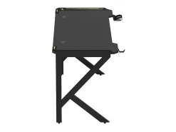 Mesa gamer ergonómica con LED de carbono para auriculares y bebidas 160x60cm Sportbot LED 160 - Negro Outlet