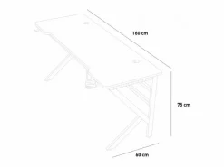 Mesa gamer ergonómica con LED de carbono para auriculares y bebidas 160x60cm Sportbot LED 160 - Negro Outlet