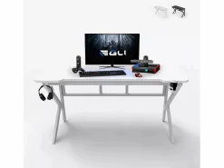 Mesa Gaming|Mesa gamer ergonómica de carbono con cables para auriculares y bebidas 160x60cm Sportbot 160 -