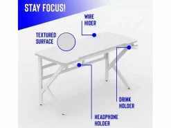 Mesa Gaming|Mesa gamer ergonómica de carbono con cables para auriculares y bebidas 160x60cm Sportbot 160 -