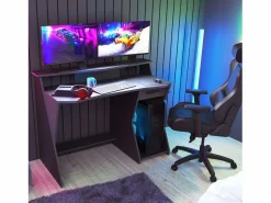 Mesa Gaming Skin Gris/ con Cajón y Gancho para Cascos 90x124x60 cm^ Clearance