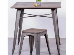 Nest Dream Escritorio Secreter|Mesa industrial de acero envejecido y madera oscura - Bistro - Antique