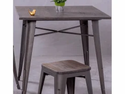 Nest Dream Escritorio Secreter|Mesa industrial de acero envejecido y madera oscura - Bistro - Antique