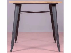 Nest Dream Mesa industrial en acero y madera clara - Bistro - Negro New
