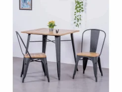 Nest Dream Mesa industrial en acero y madera clara - Bistro - Negro New