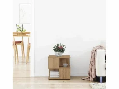 Clicnbuy Mesa lateral Roble artisan 40 x 40 x 40 cm Madera contrachapada Marru00f3n Hot