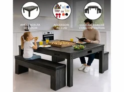 Monstershop Ping Pong|Mesa Multijuego 7 en 1 Billar Ping Pong Air Hockey Ajedrez con Accesorios