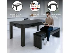 Monstershop Mesa Multijuego 7 en 1 Billar Ping Pong Air Hockey Ajedrez con Accesorios Gris