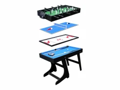 Happy Garden Futbolín|Mesa multijuegos 4 en 1 para niños - Futbolín, Billar, Ping-pong, Air-hockey