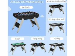 Mesa multijuegos infantil 6 en 1 +7 años 79x120x88 cm^Homcom