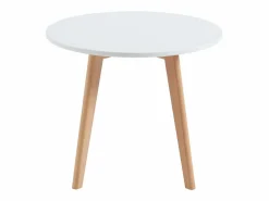 Vente-unique Mesa De Comedor|Mesa De Centro|Mesa para niños de MDF y haya - blanco y natural - LOULOUNE