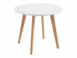 Vente-unique Mesa De Comedor|Mesa De Centro|Mesa para niños de MDF y haya - blanco y natural - LOULOUNE