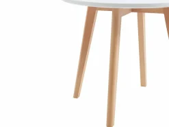 Vente-unique Mesa De Comedor|Mesa De Centro|Mesa para niños de MDF y haya - blanco y natural - LOULOUNE
