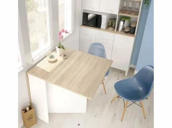 Mesa plegable blanca y madera clara - Al.78 cm - Fly^Loungitude