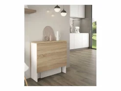 Mesa plegable blanca y madera clara - Al.78 cm - Fly^Loungitude
