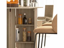 Homcom Mesa Extensible|Mesa plegable cocina madera natural 75x140x74 cm