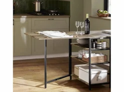 Sobuy Mesa Extensible|Mesa Plegable de Almacenaje con 3 Estantes para Comedor Salón Mesa Auxiliar Escritorio Madera Ahorra Espacio FWT62-N ES