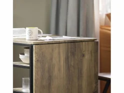 Sobuy Mesa Extensible|Mesa Plegable de Almacenaje con 3 Estantes para Comedor Salón Mesa Auxiliar Escritorio Madera Ahorra Espacio FWT62-N ES