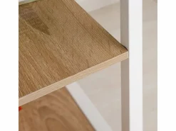 Mesa Gaming|Mesa plegable móvil, con estante, MDF, natural, 107x55x76 cm, con ruedas, para oficina y espacio de trabajo