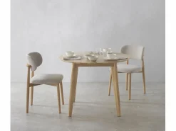 Mesa De Comedor|Mesa redonda 100 diametro patas de hevea con sobre chapado en roble