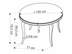 MSO Mesa De Comedor|Mesa redonda de 120 cm con patas doradas y tablero de cristal CANICA