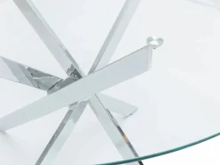 Vente-unique Mesa De Comedor|Mesa redonda de comedor 4 plazas de vidrio templado y metal cromado - Transparente - COSIMA