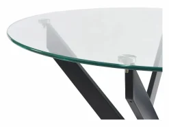 Vente-unique Mesa De Comedor|Mesa redonda de comedor para 2 personas de vidrio templado y metal negro - Transparente - COSIMA