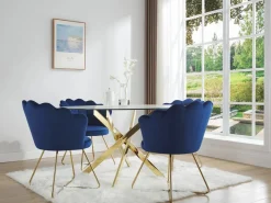 Vente-unique Mesa redonda de comedor para 4 personas de vidrio templado y metal dorado - Transparente - COSIMA Transparente / Dorado Clearance