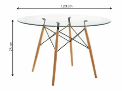 Saldosystocks Mesa Alta|Mesa Redonda de Cristal Templado Tower 120cm. Comedor o Cocina Cambria