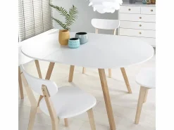 MSO Mesa Extensible|Mesa redonda escandinava con extensión 102cm Storend - Juego de 4 sillas Storend (360€)