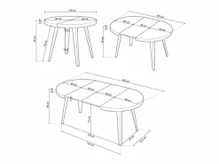 Mesa Redonda Extensible Bali Roble Nordish 76x100-180 cm^