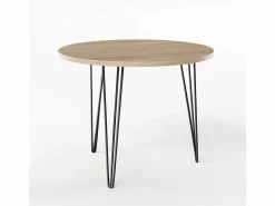 Mesa redonda MIKA Ø90 cm para cocina, salón, comedor Roble Sonoma Marru00f3n Online