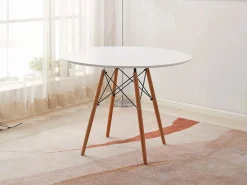 Saldosystocks Mesa Redonda Nordica 100cm. Comedor o Cocina Blanco Best
