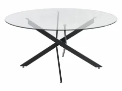 Vente-unique Mesa redonda para 6 personas de vidrio templado y metal negro - Transparente - COSIMA Transparente / Negro Discount