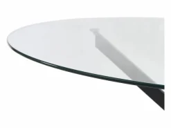 Vente-unique Mesa redonda para 6 personas de vidrio templado y metal negro - Transparente - COSIMA Transparente / Negro Discount