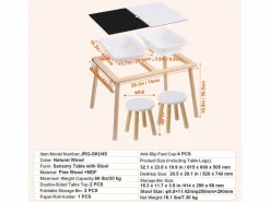 Mesa Sensorial SucceBuy, Juego de Mesa y Silla Sensorial para Niños con 2 Contenedores Color natural claro Hot