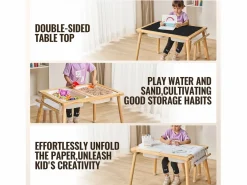 Mesa Sensorial SucceBuy, Juego de Mesa y Silla Sensorial para Niños con 2 Contenedores Color natural claro Hot