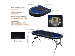 Mesa SucceBuy de Poker Plegable Ovalada para 8 Jugadores de 183cm, Blackjack de Casino y Texas Holdem^ Best