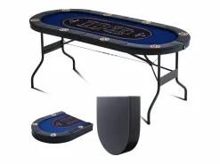 Mesa SucceBuy de Poker Plegable Ovalada para 8 Jugadores de 183cm, Blackjack de Casino y Texas Holdem^ Best