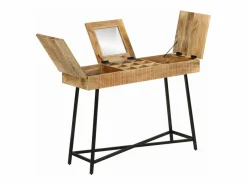 vidaxl Mesa tocador madera maciza mango rugosa y hierro 105x35x75 cm Color natural claro Best