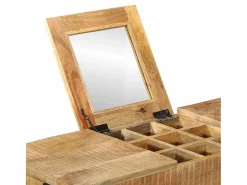 vidaxl Mesa tocador madera maciza mango rugosa y hierro 105x35x75 cm Color natural claro Best