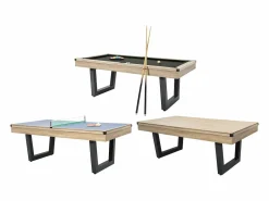 Mesa transformable Billar y ping-pong, color natural claro y negro, Ancho 213,4,MELIAN^Vente-unique New